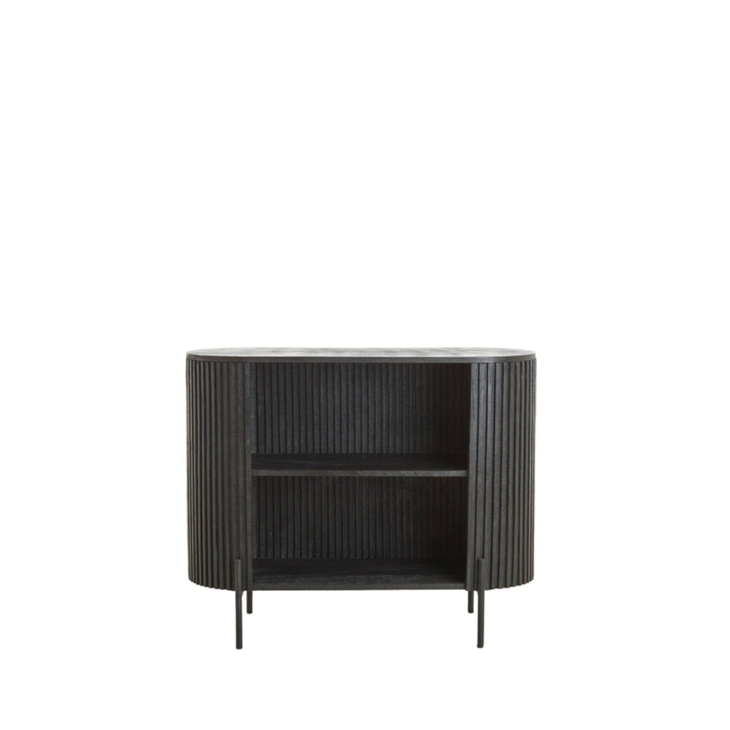 Black Ribbed Open Sideboard