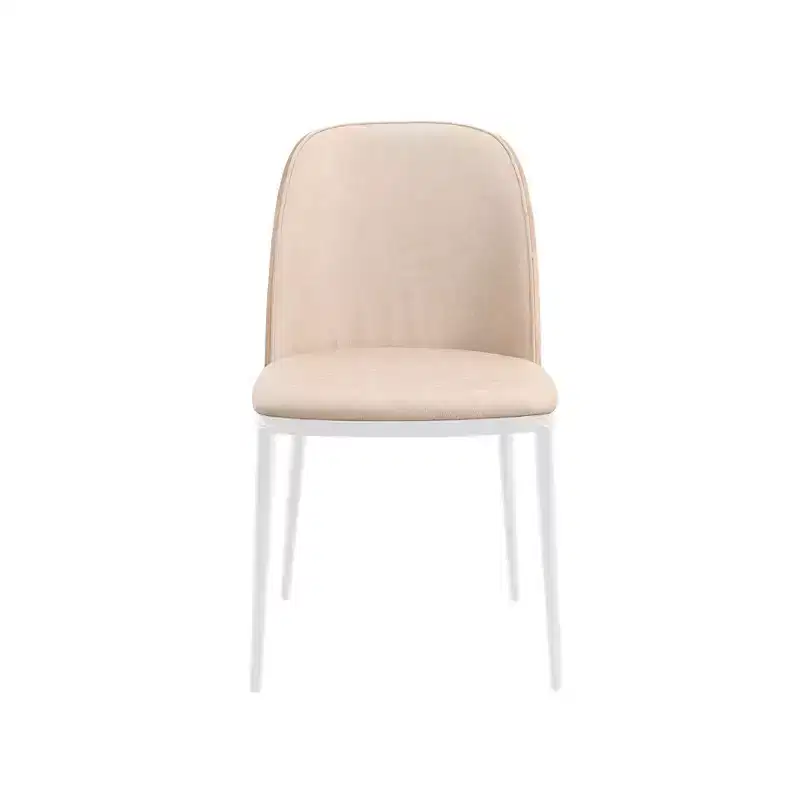 LeisureMod Tule Modern Dining Chair Set of 4 with PU Leather, Velvet, or Suede Seat and White Steel Frame  Kitchen, Dining Room, Home, Cafe, Seating
