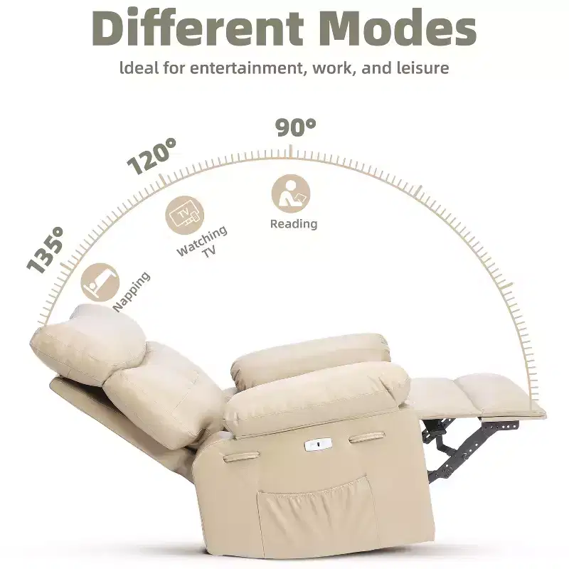 Living Room Manual Massage Chair, 360-Degree Rotating Massage Chair with Remote Control, PU Leather Leisure Chair with Side Pockets