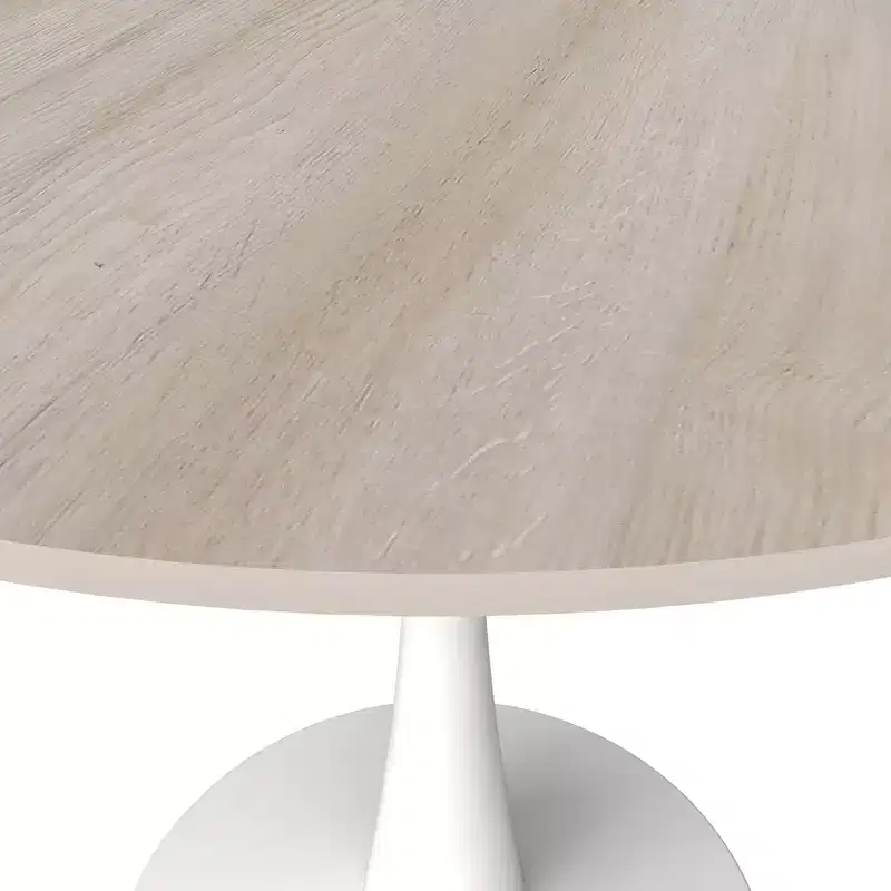 LeisureMod Bristol 31 Round Dining Table  Sintered Stone Top Accent Caf Table & Sturdy Steel White Pedestal Base for Kitchen and Small Spaces