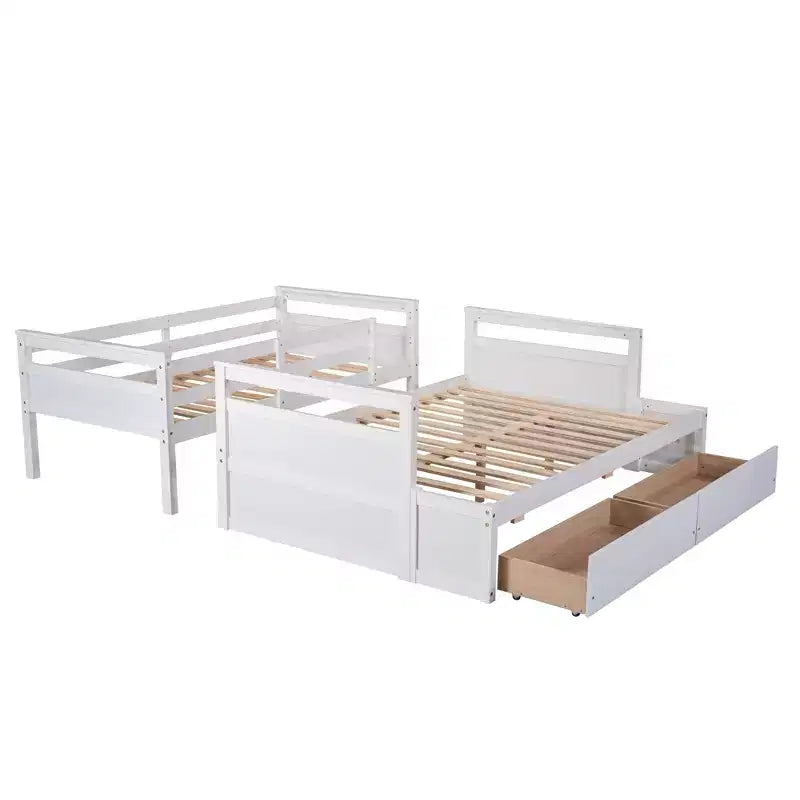 Twin Over Full Convertible Bunk Bed With 2 Storage Drawers