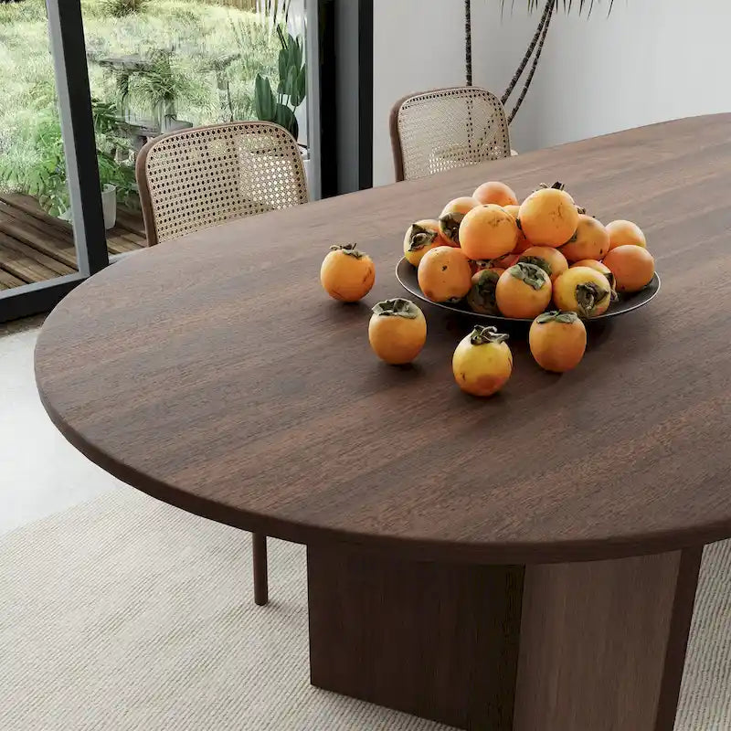 Nordic Style Solid Wood Oval Dining Table, Seats 6