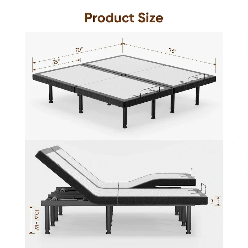 Adjustable Bed Frame Base Stress Massage Wireless Remote Quiet Motor