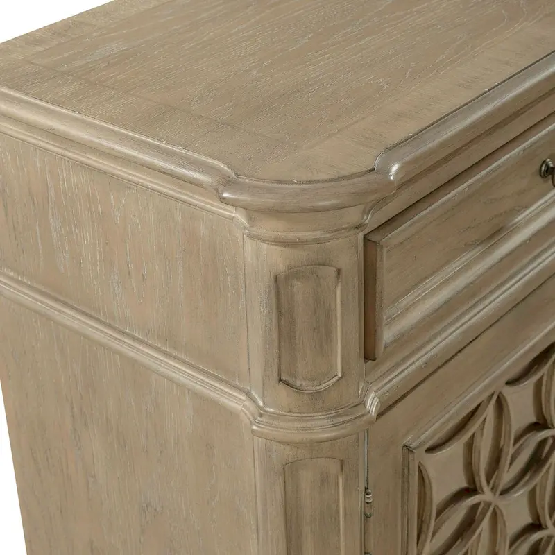 Wood Buffet Cabinet with Mirrored Doors and Drawer Storage