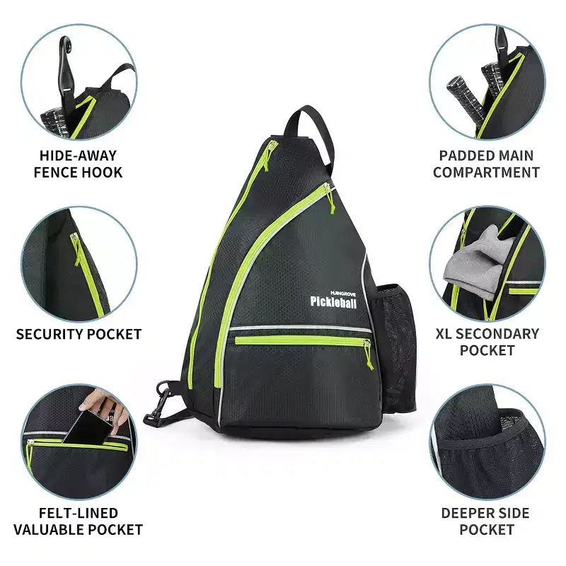 Narwey Pickleball Bag, Men's & Women's Backpack, Adjustable Sling Bag with Fence Hook2020 Design Pickle Ball Paddle Bag (Green)