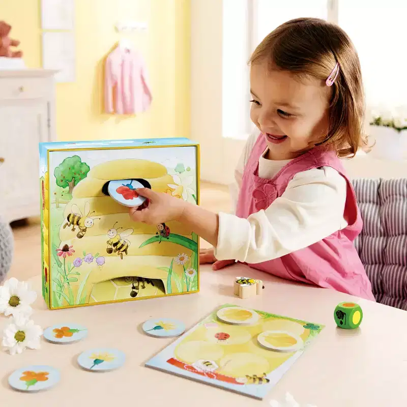 HABA My Very First Games - Hanna Honeybee - 2 Cooperative Color Games & Learning Toys for Toddlers 2-4 Years, Preschool Kids Games (Made in Germany)