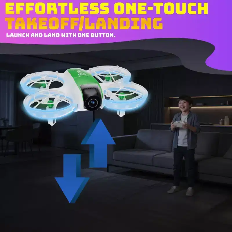 Contixo F15 Astro Kids Drone, HD Camera, 2.4 Screen Remote, Auto Hover, 2 Batteries, RGB Light 3D Flip Drones Toys Gift for Boys Girls- Green