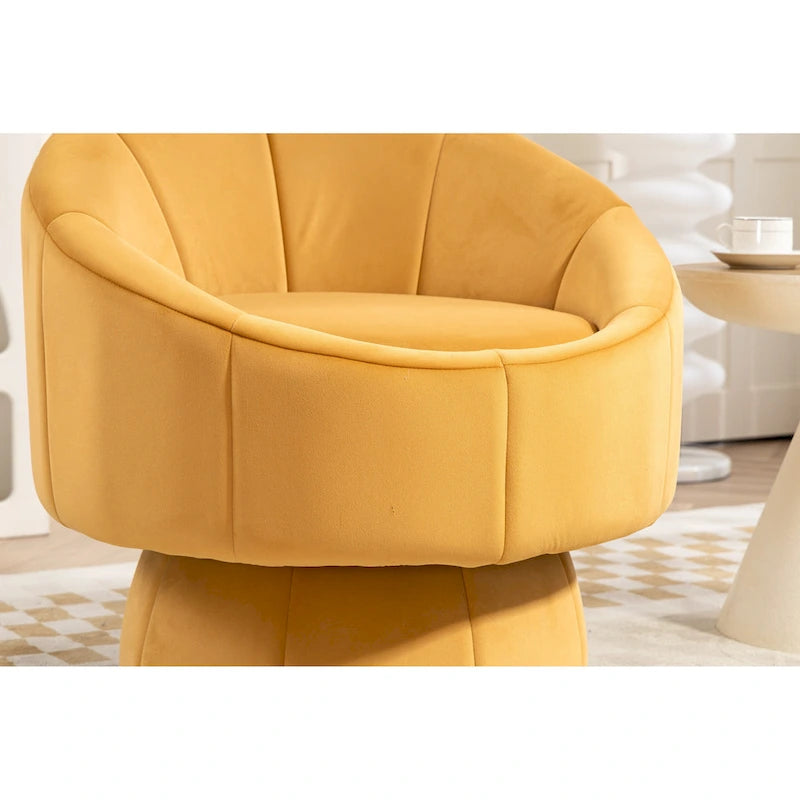 360° Swivel Accent Chair – Dark Yellow / Purple / Beige, Velvet, Wood Frame, Seats 1