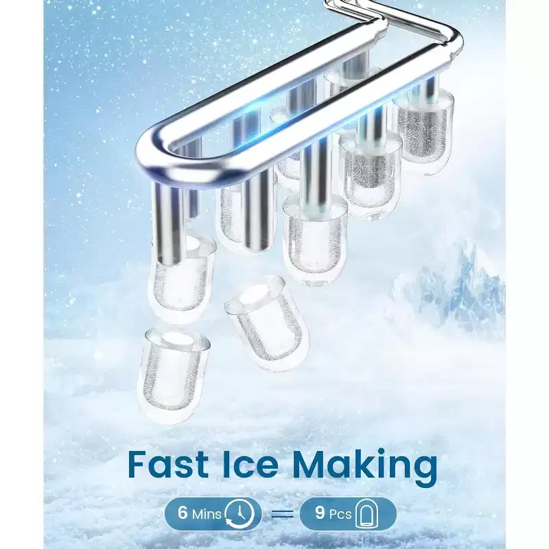 ZAFRO Ice Makers Countertop, Portable Ice Machine with Carry Handle, 26.5lbs/24Hrs, 6Mins/9 Ice Cubes, Self-Cleaning Countertop Ice Maker