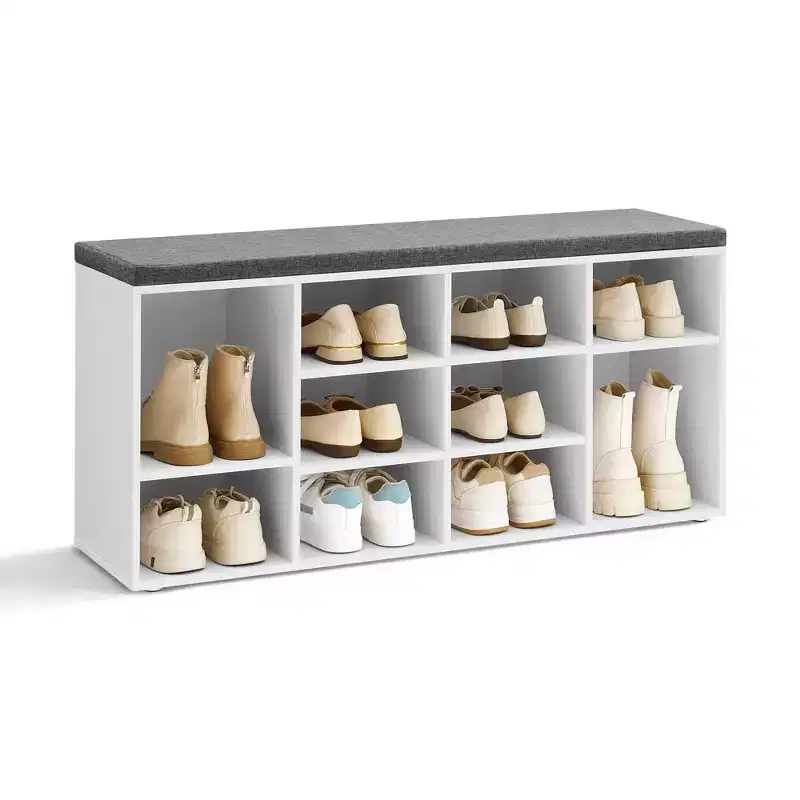 Shoe Storage Bench Shoes Organize with 10 Cushion and Cushion Seat