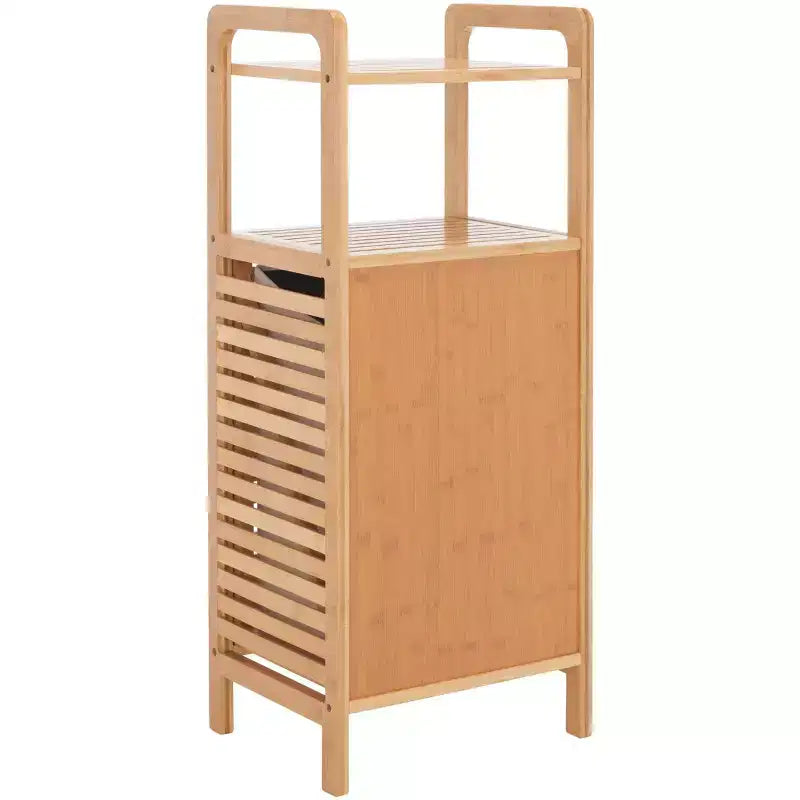 Bamboo Laundry Basket with Shelf - Natural/Beige