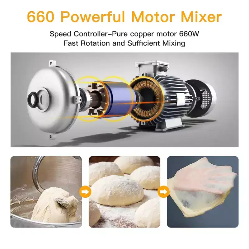 GustoWave 7.5 Qt Electric Stand Mixer, 10 Speed Food Mixer for Kitchen