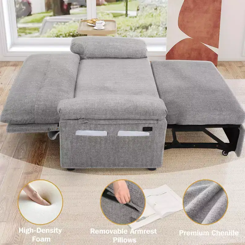 Dyonery 3-in-1 Convertible Sofa Bed, Pull Out Sleeper Sofa with Adjustable Backrest