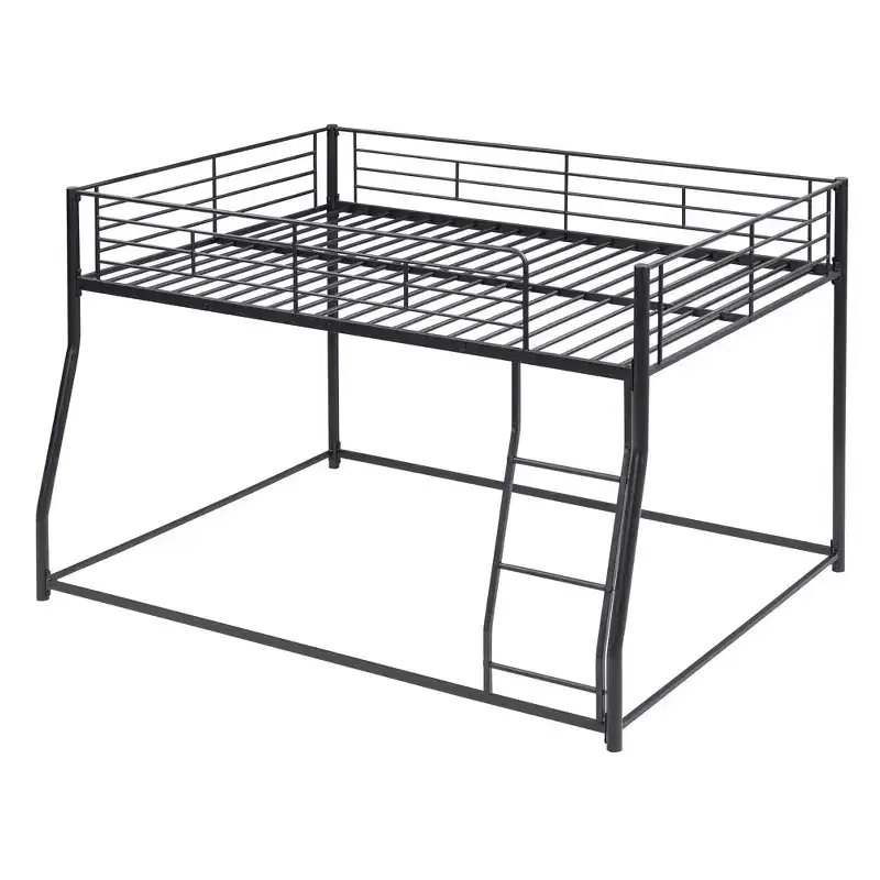 Twin XL over Queen Metal Bunk Bed with Ladder and Safety Guardrail