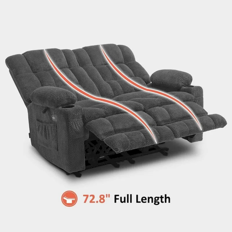 MCombo Power Loveseat Recliner, Electric Reclining Loveseat Sofa with Heat and Vibration, Cupholders, USB Charge Ports RS6314