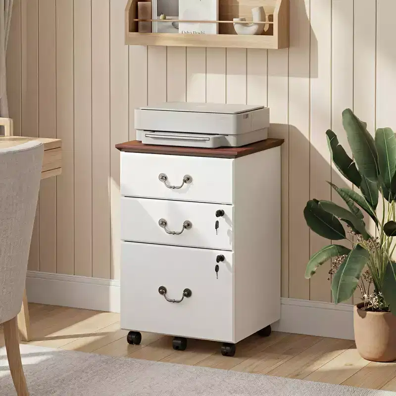 File Cabinet 2-Drawer, Small Office Furniture with Lock, Rolling Under Desk Filing Cabinet for Home Office