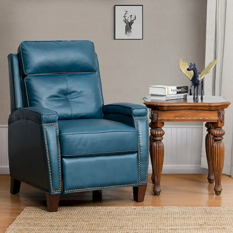 Mid-Century Modern Pushback Recliner with Nailhead Trim
