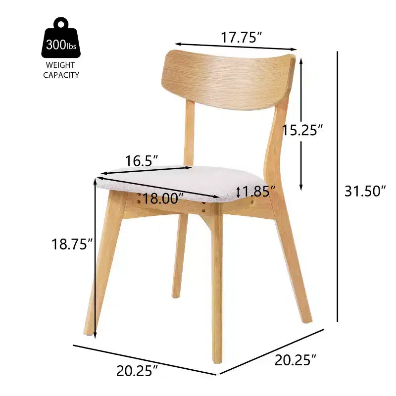 Set of 2 Mid-Century Modern Dining Chairs with Cushioned Seats