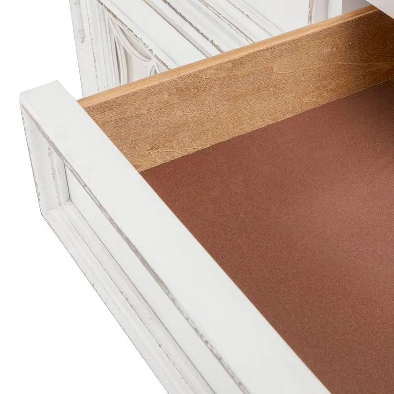 Wood Buffet Cabinet with Mirrored Doors and Drawer Storage