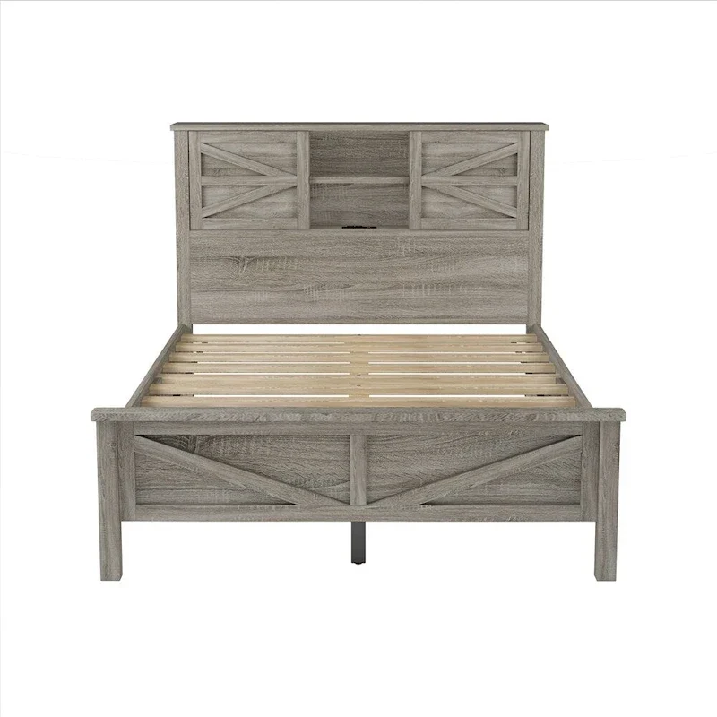 Bedroom Sets Full Size Platform Bed with Charging Station,Nightstand,Dresser(Set of 3)