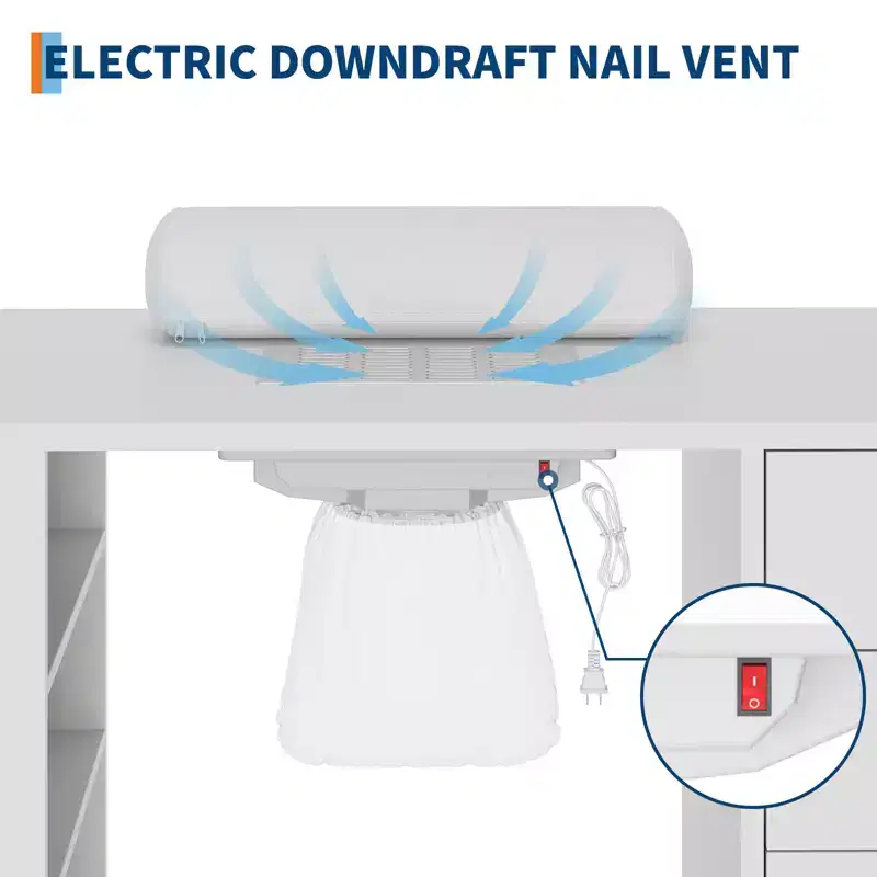 42'' Manicure Table for Nail Tech with Dust Collector & Wrist Rest