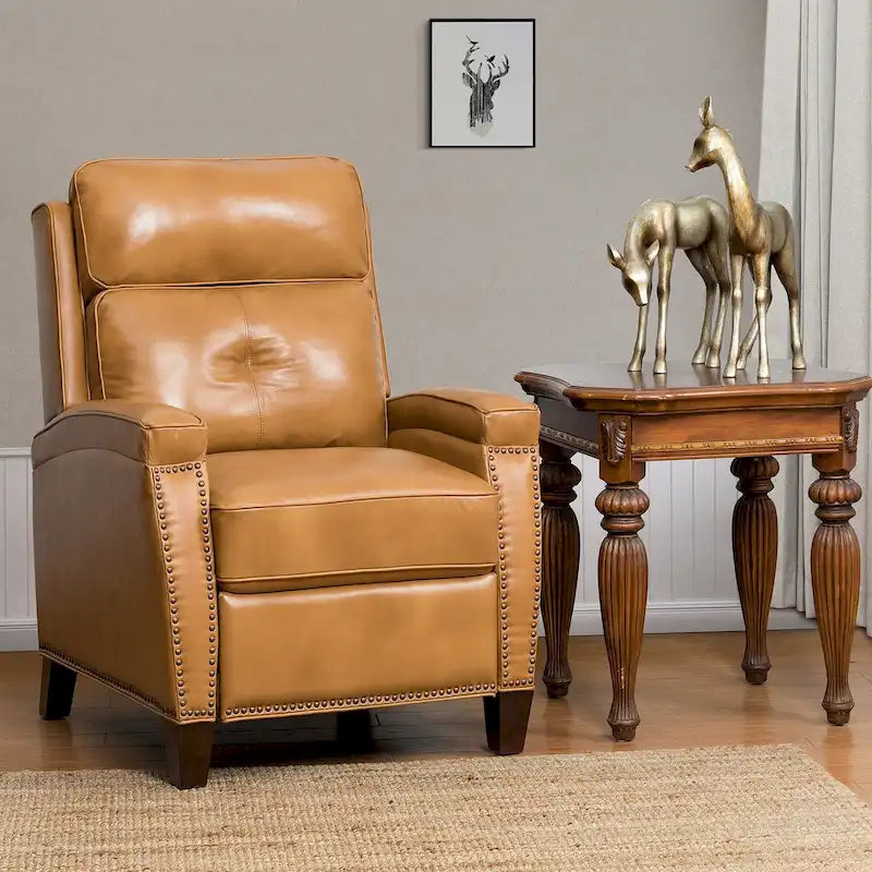 Mid-Century Modern Pushback Recliner with Nailhead Trim