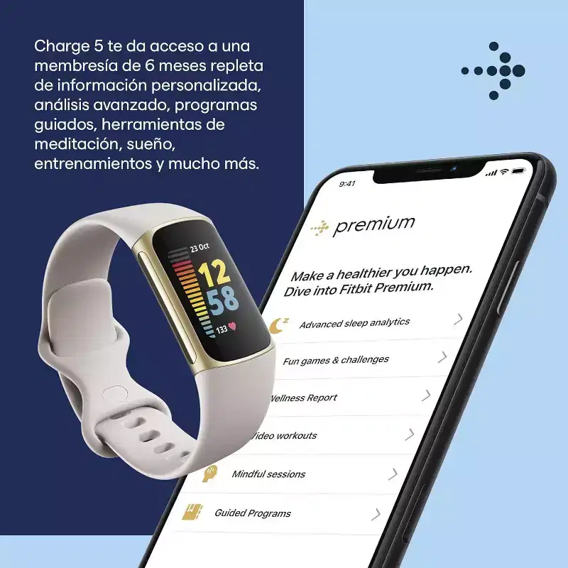 Fitbit Charge 5 Advance Fitness & Health Tracker Sleep Tracking Built In GPS 24/7 Heart Rate Monitor Stress Management Tool - Manufacturer Refurbished