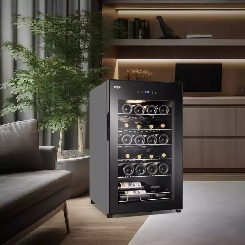 Hooure 17in 24-Bottle Wine Cellar - Compressor Cooling with LED Touch Control & Low-E Glass Door in Black