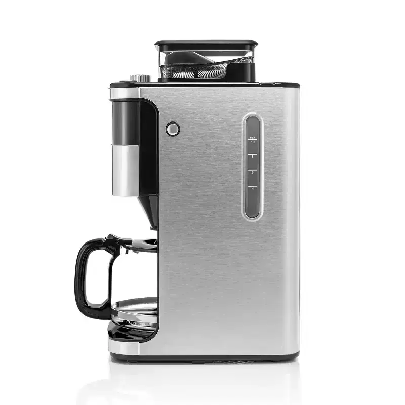 Melitta Aroma Fresh Plus 10c Drip Coffeemaker with Coffee Grinder: Stainless Steel, Digital Display, Automatic Shut-Off