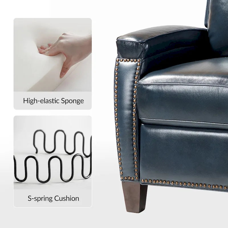 Mid-Century Modern Pushback Recliner with Nailhead Trim