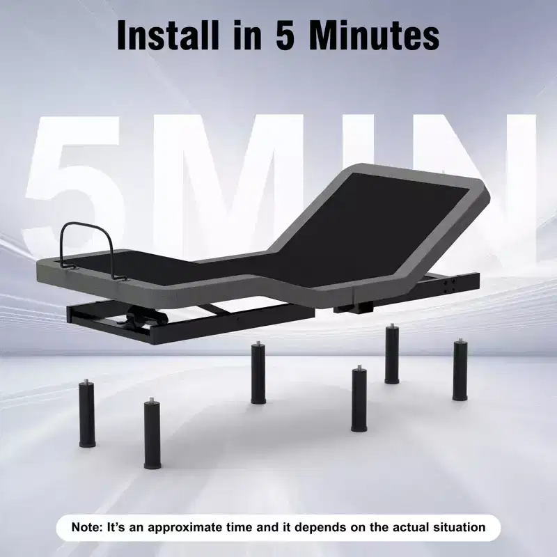 Dyonery Split King Adjustable Bed BaseUpdated Adjustable Bed Frame , Wireless Remote Smart Bed Base