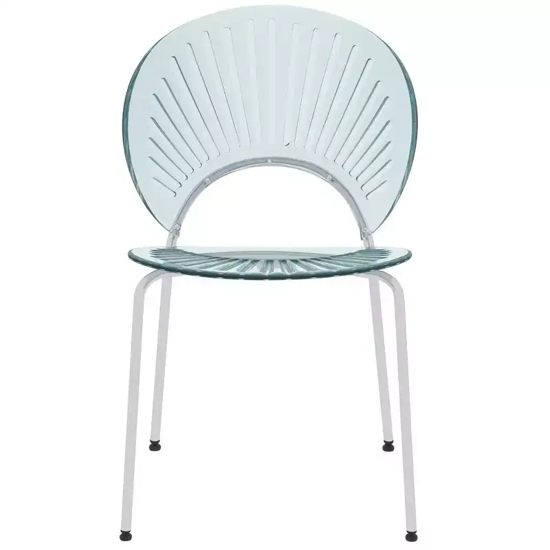 LeisureMod Opulent Modern Acrylic Dining Chair  Transparent Seat with Chrome Metal Legs, Stylish Durable Accent Chair for Kitchen, Dining Room, Cafe