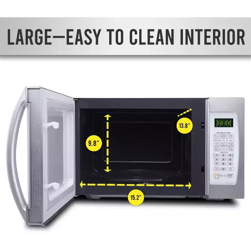 Farberware Professional 1.3 Cu. Ft. 1100-Watt Microwave Oven with Smart Sensor Cooking, White and Platinum