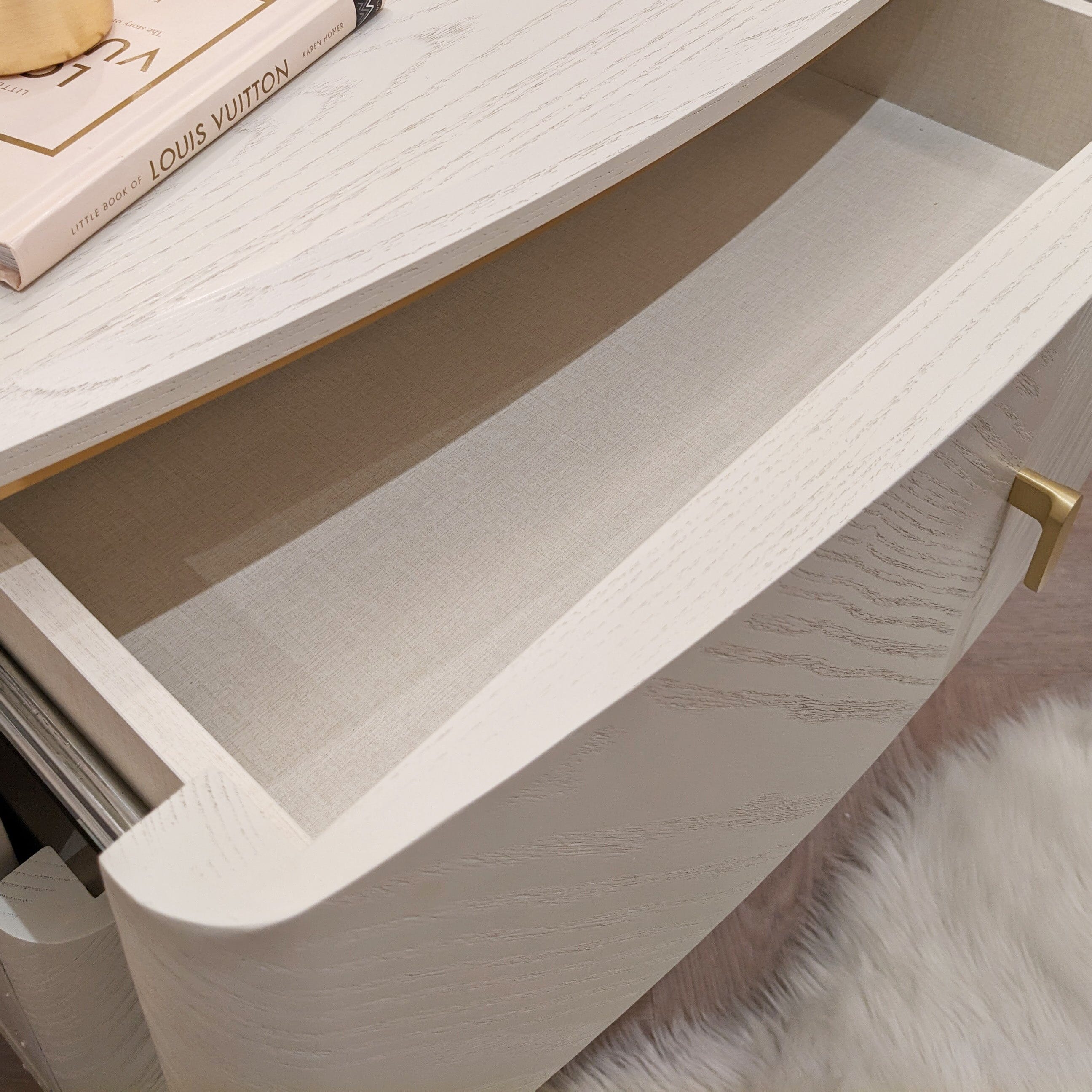 Ivory & Gold 2 Drawer Bedside Table