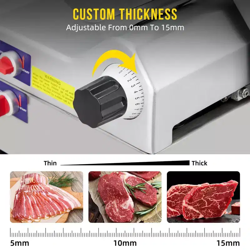 Meat Slicer, Electric Slicer - Professional Dual Motor,Removable Stainless Steel Blade, 0-16mm Thickness for Home/Commercial Kitchens