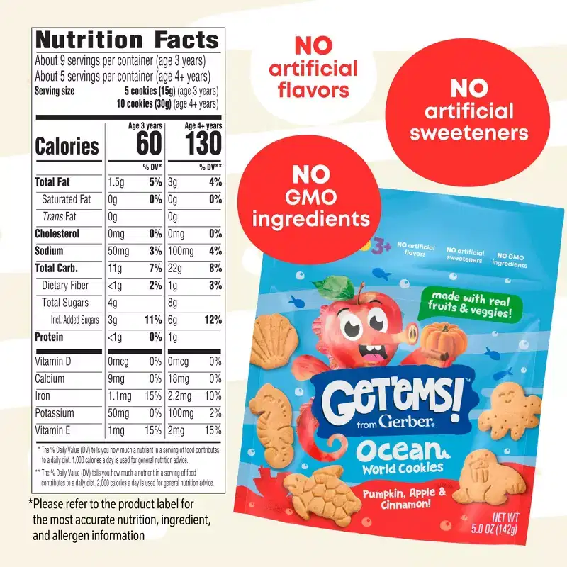 Get'ems! from Gerber Ocean World Pumpkin Apple Cinnamon Crackers Kids Lunch Snacks - 5oz