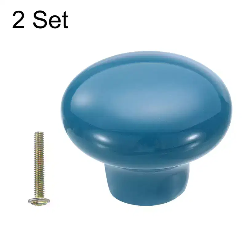 Unique Bargains Round Ceramic Drawer Knobs with Screw for Cupboard Wardrobe 2 Pcs