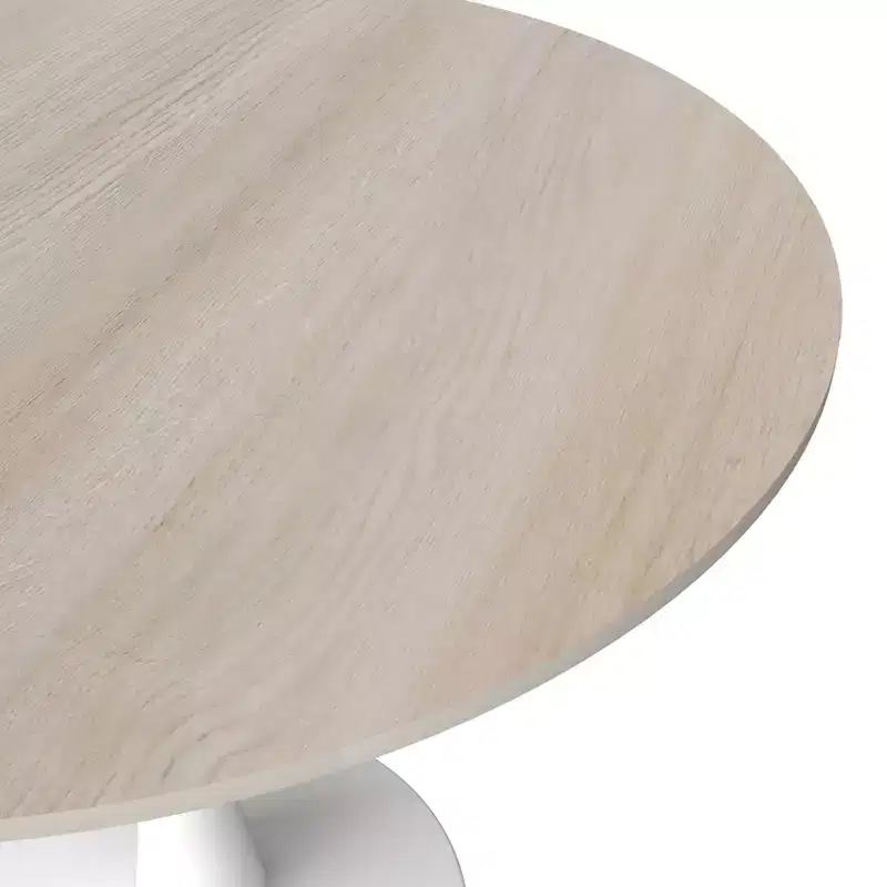 LeisureMod Bristol 31 Round Dining Table  Sintered Stone Top Accent Caf Table & Sturdy Steel White Pedestal Base for Kitchen and Small Spaces