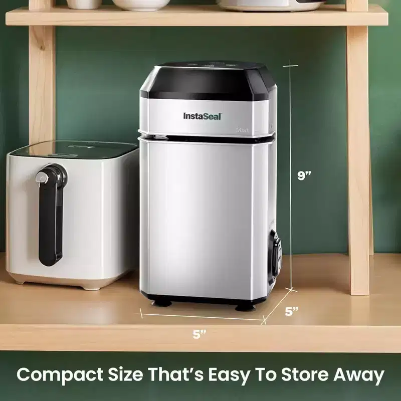 InstaSeal Vacuum Sealer Food Saver Bag Sealer Machine Upright Suction Base With 50 Food Safe Storage Bags