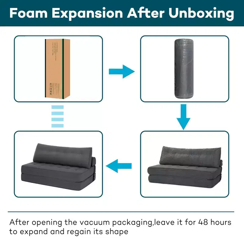 WARMOUNTS Foldable Sofa Bed with Adjustable Backrest, Convertible Queen Size Sleeper Sofa for Living Room & Office