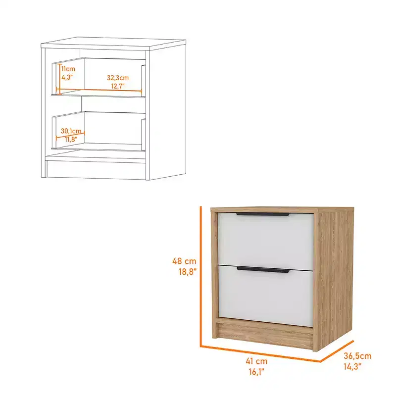 Washington Stylish Functional 2 Drawer Nightstand for Bedroom Living Room