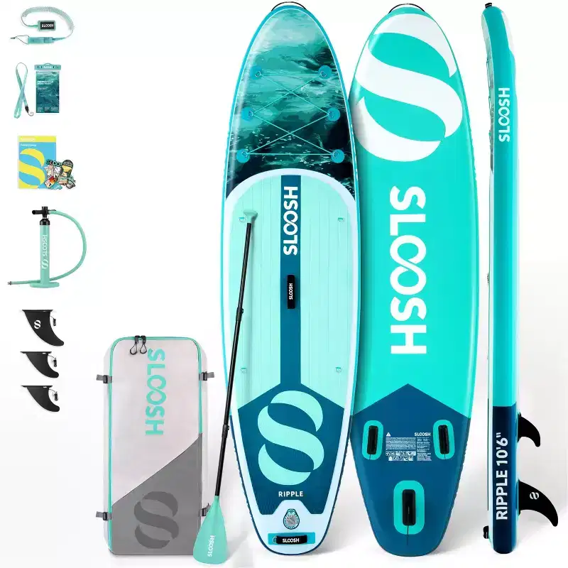 SLOOSH 126'' Ripple Inflatable Stand Up Paddle Board SUP with Premium Accessories, Non-Slip EVA Deck, Bag Included for Youth & Adults Water Adventure