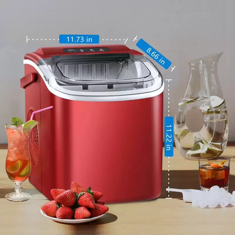 Portable Ice Maker,Countertop Model,Self-Cleaning,26.5lbs/24Hrs,6 Mins/9 Pcs Bullet Ice,Includes Ice Scoop and Basket