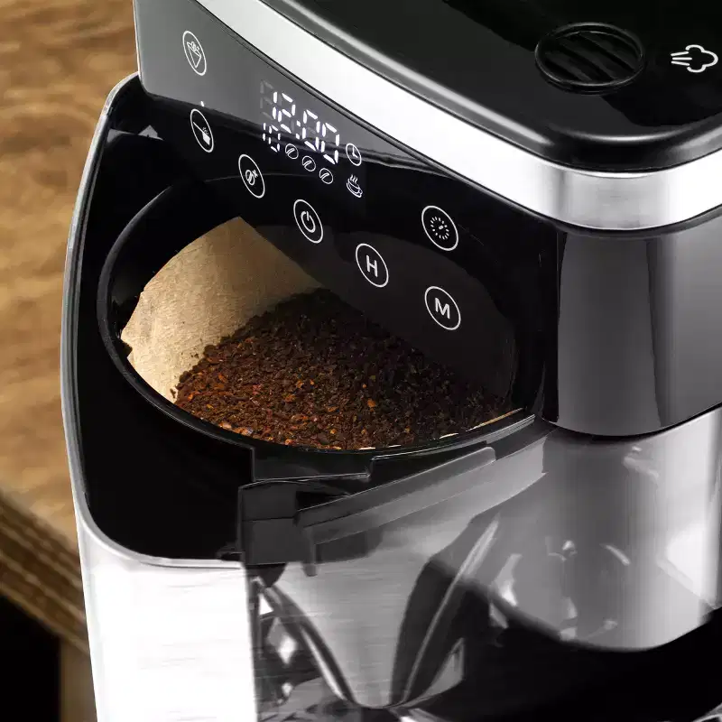 Melitta Aroma Fresh Plus 10c Drip Coffeemaker with Coffee Grinder: Stainless Steel, Digital Display, Automatic Shut-Off