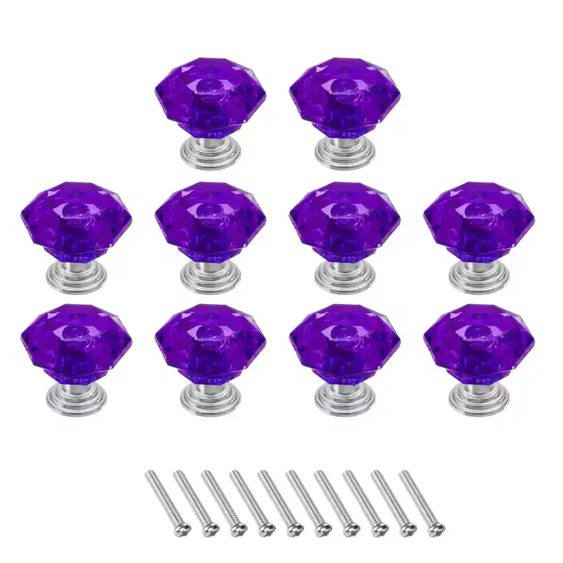 Unique Bargains Crystal Cabinet Knobs with Screw for Cupboard Wardrobe 10 Pcs