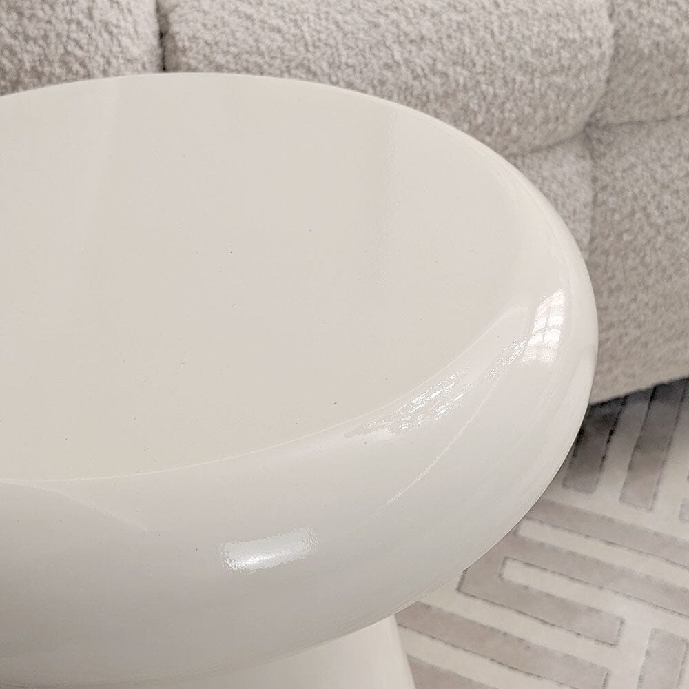 Cream Indoor/Outdoor Round Side Table