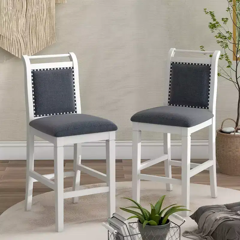 Whisen 3-Piece Wood Counter Height Drop Leaf Dining Table Set with 2 Upholstered Dining Chairs