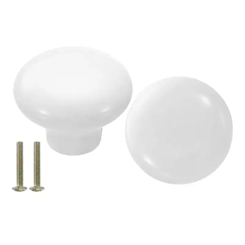 Unique Bargains Round Ceramic Drawer Knobs with Screw for Cupboard Wardrobe 2 Pcs