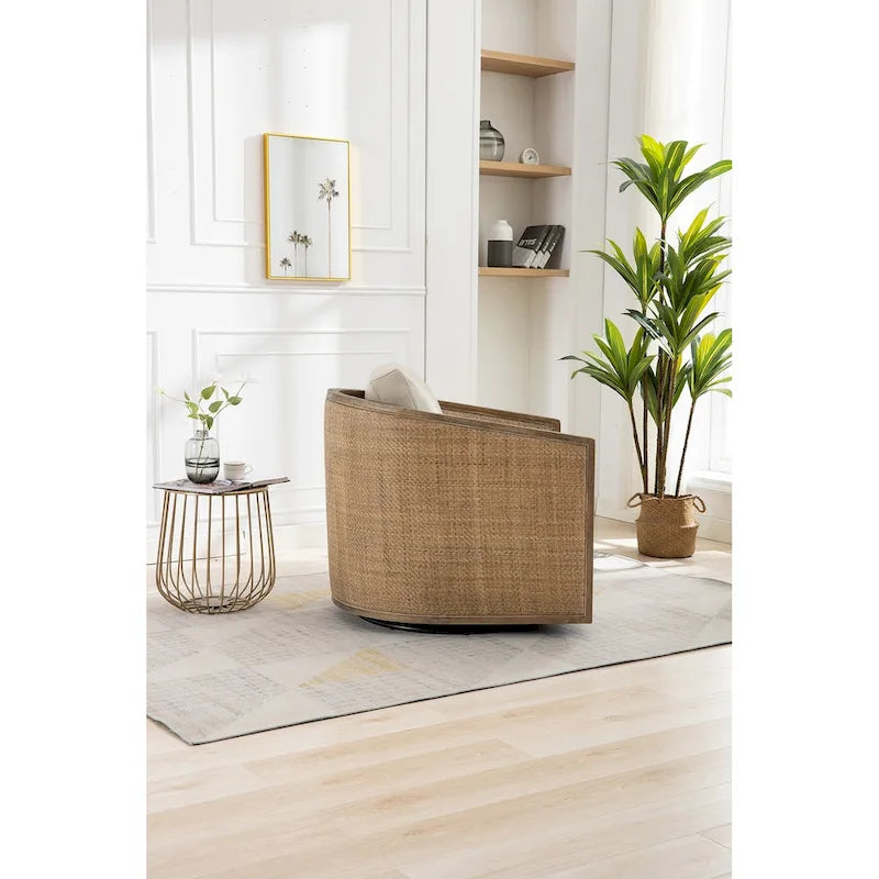 Swivel Barrel Chair, Comfy Round Accent Sofa Chair for Living Room, 360 Degree Swivel Barrel Club Chair, Leisure Arm Chair