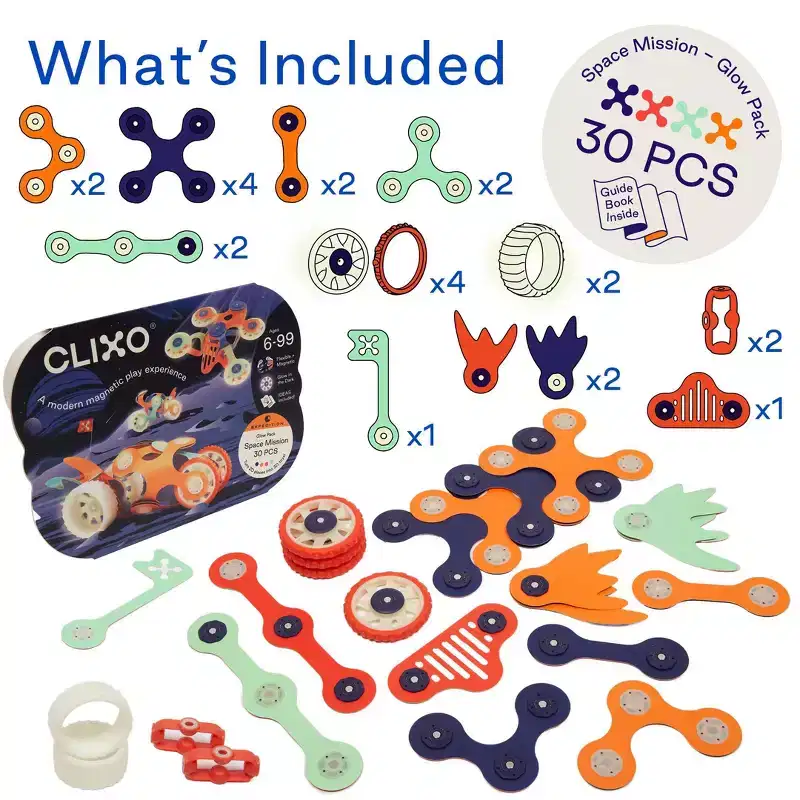 Clixo Space Mission Pack: Educational Magnetic Building Toys, Creative Thinking & Fine Motor Skills Development